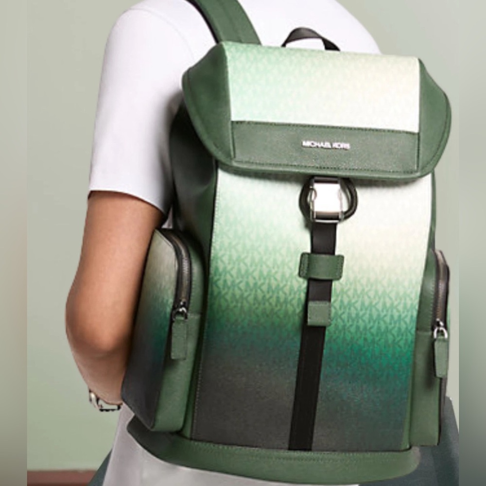 Men's Michael Kors dome Backpack cooper logo green NWT